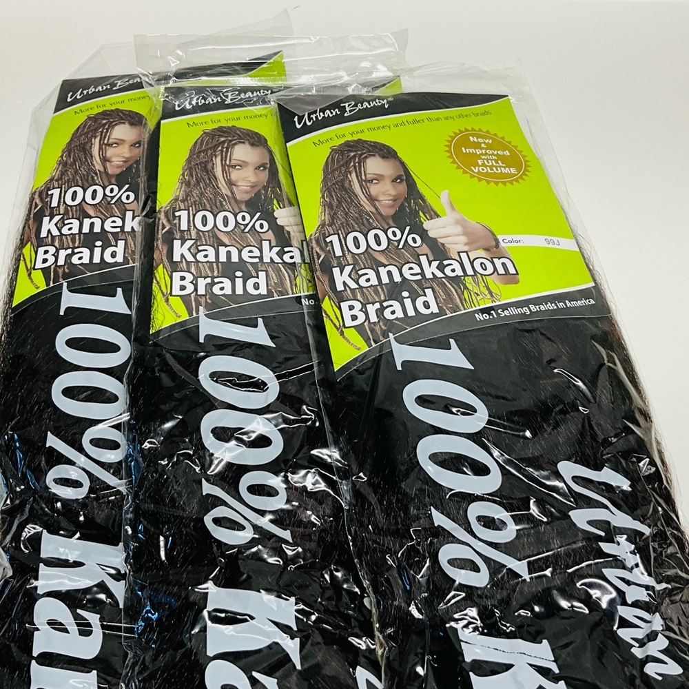 100% KANEKALON BRAID BY URBAN BEAUTY COLOR 99J Lot of 3